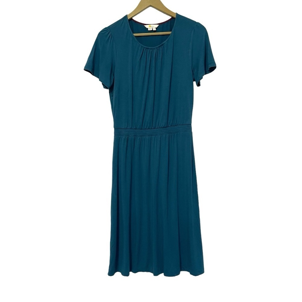 Boden Teal‎ Short Sleeve Mini Jersey Dress Size 6 Preppy Travel Colorful